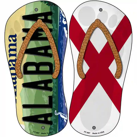 Alabama|AL Flag Novelty Metal Flip Flops (Set of 2)