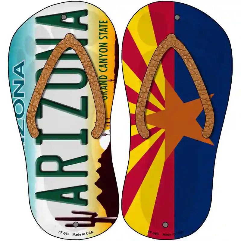 Arizona|AZ Flag Novelty Metal Flip Flops (Set of 2)