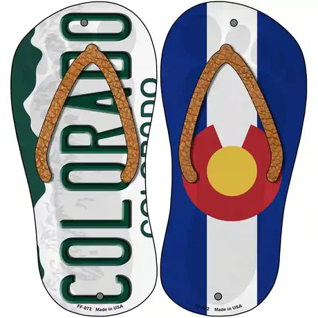 Colorado|CO Flag Novelty Metal Flip Flops (Set of 2)