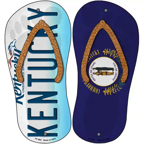 Kentucky|KY Flag Novelty Metal Flip Flops (Set of 2)