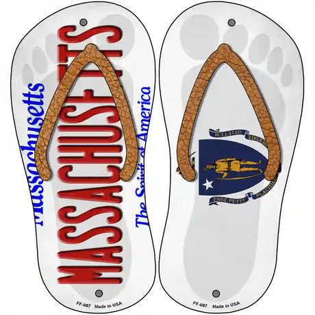 Massachusetts|MA Flag Novelty Metal Flip Flops (Set of 2)