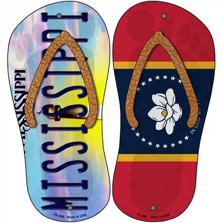 Mississippi|MS Flag Novelty Metal Flip Flops (Set of 2)