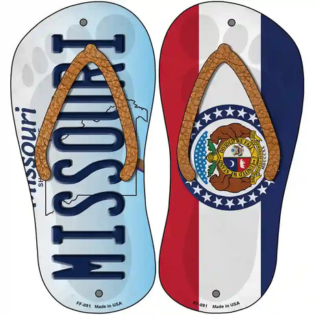 Missouri|MO Flag Novelty Metal Flip Flops (Set of 2)