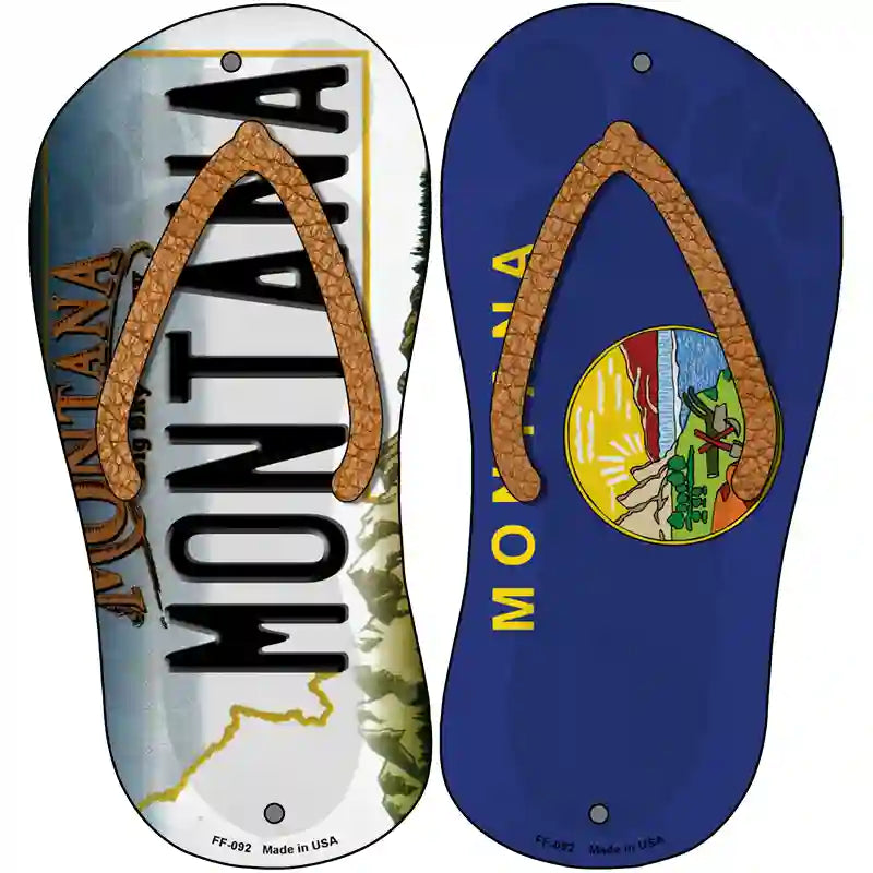 Montana|MT Flag Novelty Metal Flip Flops (Set of 2)