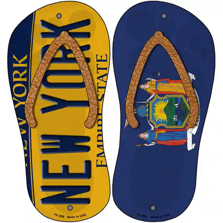 New York|NY Flag Novelty Metal Flip Flops (Set of 2)