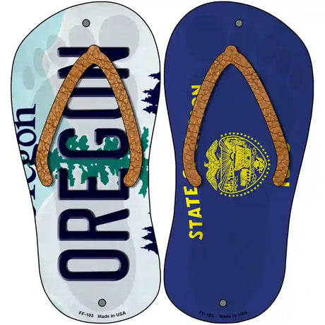 Oregon|OR Flag Novelty Metal Flip Flops (Set of 2)