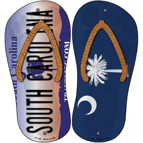 South Carolina|SC Flag Novelty Metal Flip Flops (Set of 2)