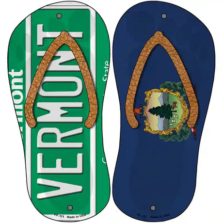 Vermont|VT Flag Novelty Metal Flip Flops (Set of 2)