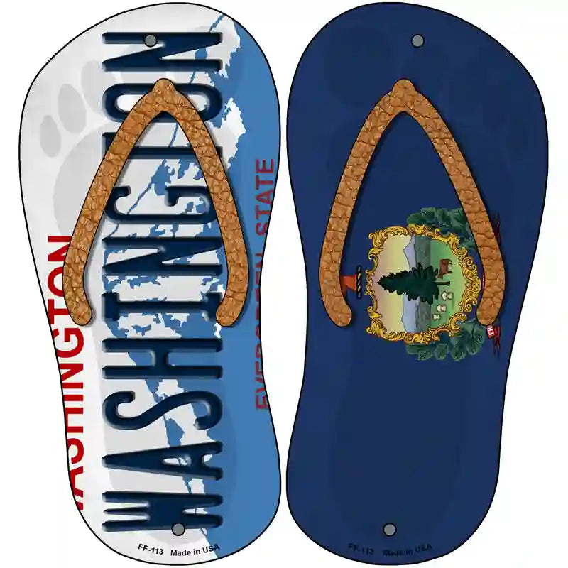 Washington|WA Flag Novelty Metal Flip Flops (Set of 2)