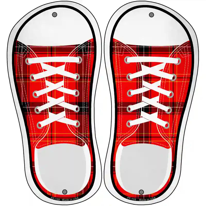 Red Plad Novelty Metal Shoe Outlines (Set of 2)