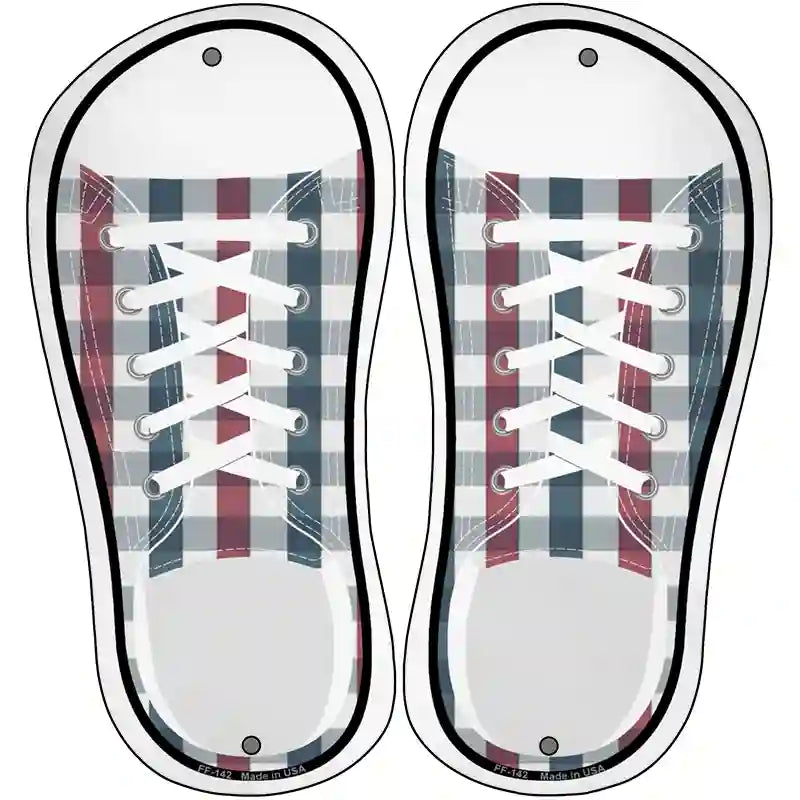 Red|Blue Plad Novelty Metal Shoe Outlines (Set of 2)