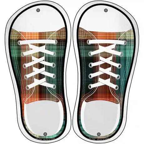 Orange|Teal Plad Novelty Metal Shoe Outlines (Set of 2)