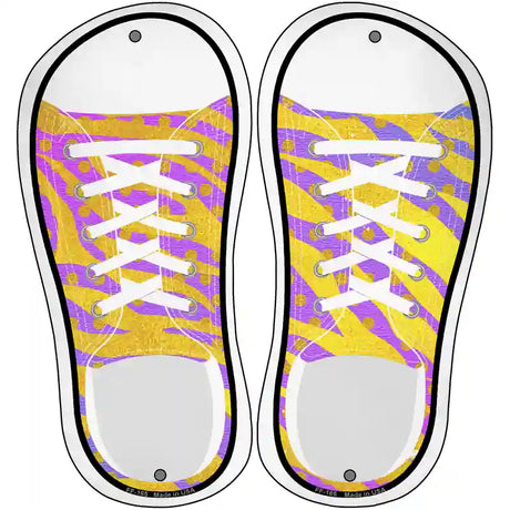 Yellow|Pink Zebra Print Novelty Metal Shoe Outlines (Set of 2)