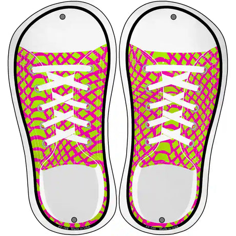 Lime Green|Pink Pattern Novelty Metal Shoe Outlines (Set of 2)