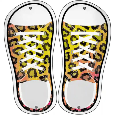 Black|Yellow Leopard Print Novelty Metal Shoe Outlines (Set of 2)