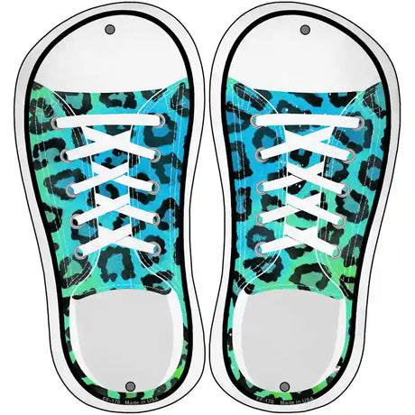 Black|Aqua Leopard Print Novelty Metal Shoe Outlines (Set of 2)