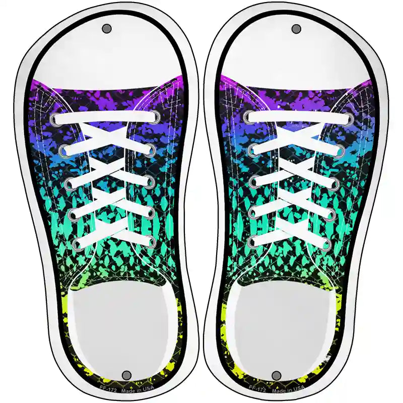 Rainbow Paint Splatter Novelty Metal Shoe Outlines (Set of 2)