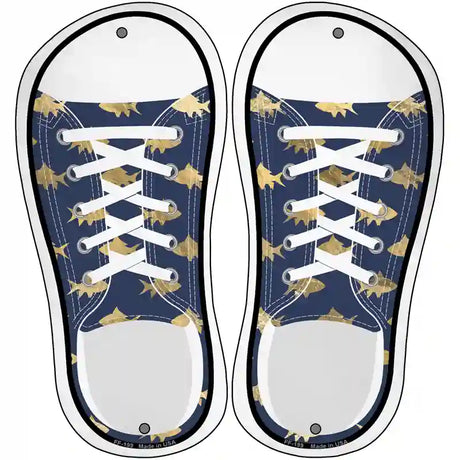 Fishes Navy Blue Novelty Metal Shoe Outlines (Set of 2)