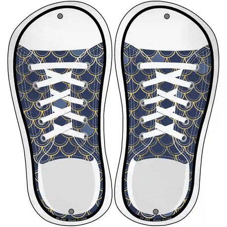 Navy Blue|Gold Scales Novelty Metal Shoe Outlines (Set of 2)