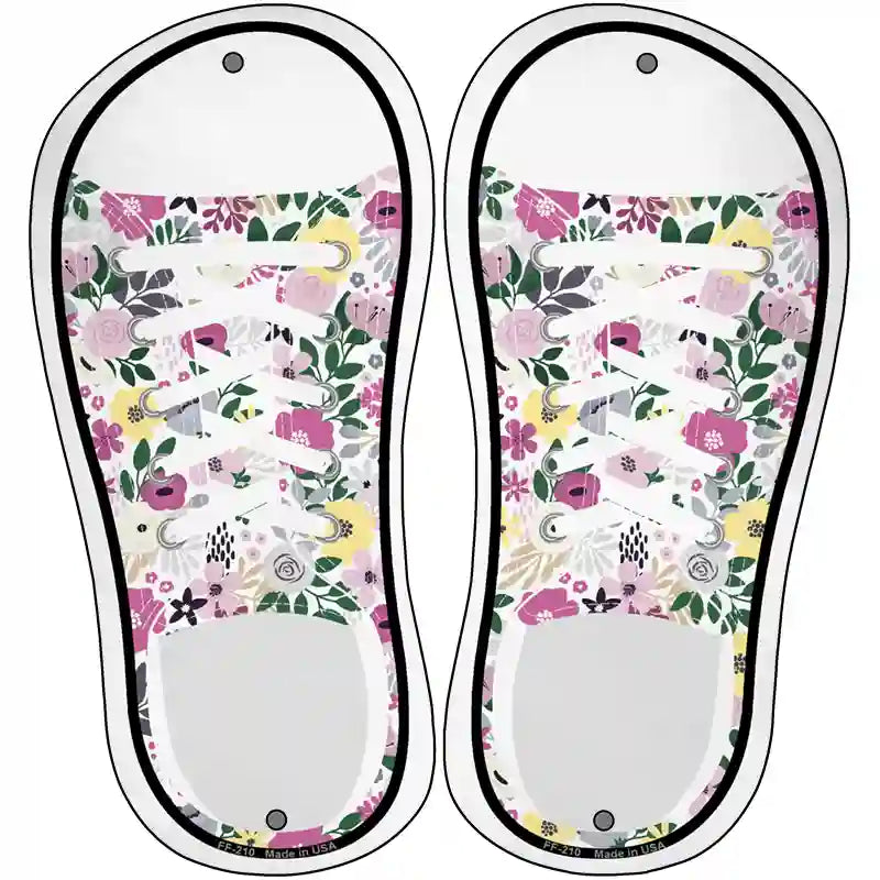 Pink Flowers Novelty Metal Shoe Outlines (Set of 2)