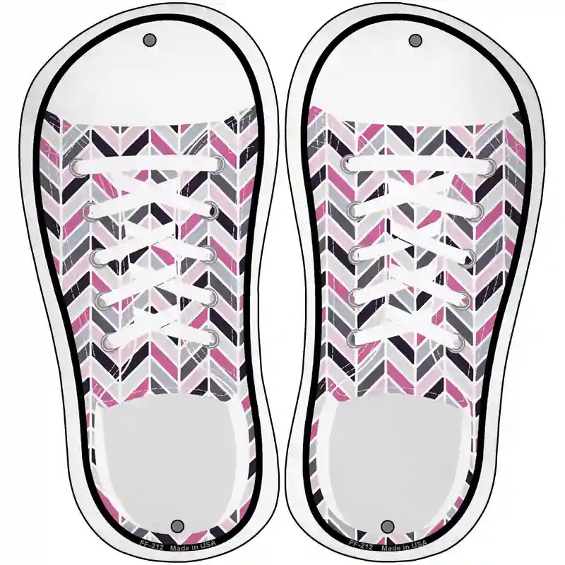 Pink|Black Chevron Pattern Novelty Metal Shoe Outlines (Set of 2)