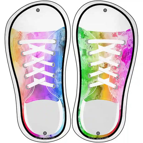 Rainbow Flag Tie Dye Vertical Novelty Metal Shoe Outlines (Set of 2)