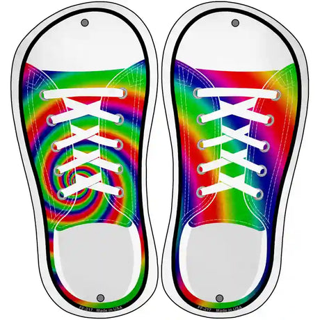 Rainbow Flag Spiral Novelty Metal Shoe Outlines (Set of 2)