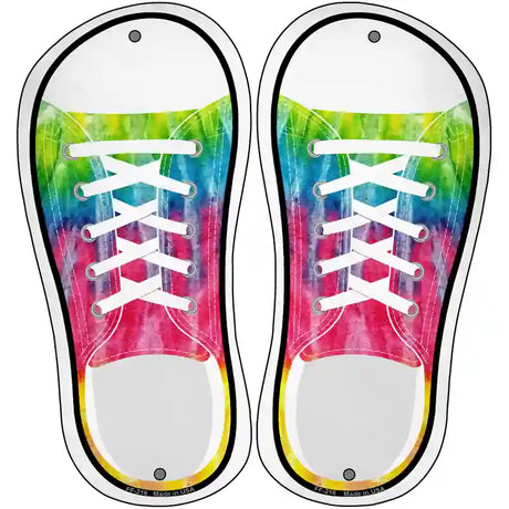 Rainbow Flag Tie Dye Horizontal Novelty Metal Shoe Outlines (Set of 2)