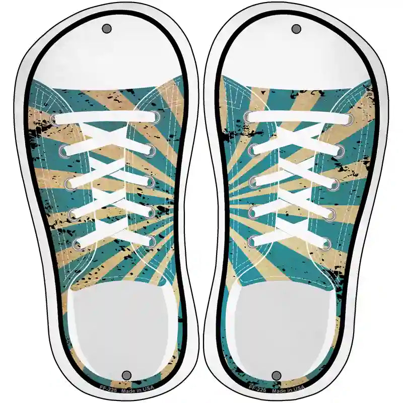 Blue|Tan Sun Rays Novelty Metal Shoe Outlines (Set of 2)