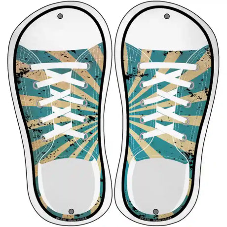 Blue|Tan Sun Rays Novelty Metal Shoe Outlines (Set of 2)