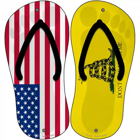 USA|Dont Tread on Me Flag Novelty Metal Flip Flops (Set of 2)