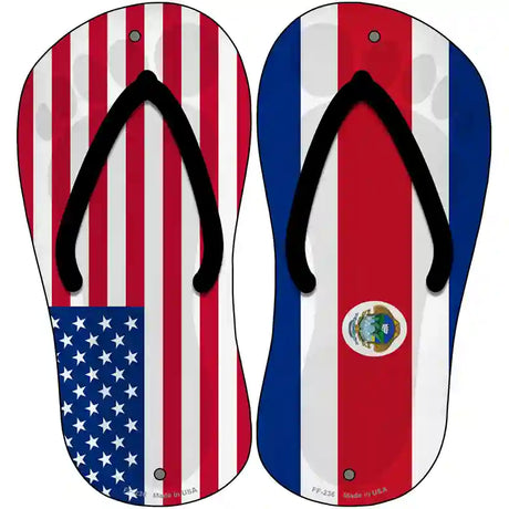 USA|Costa Rica Flag Novelty Metal Flip Flops (Set of 2)