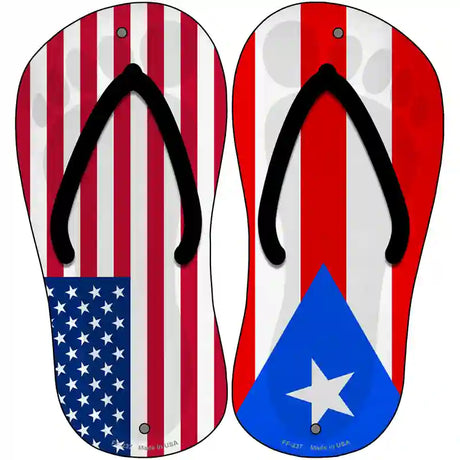 USA|Puerto Rico Flag Novelty Metal Flip Flops (Set of 2)