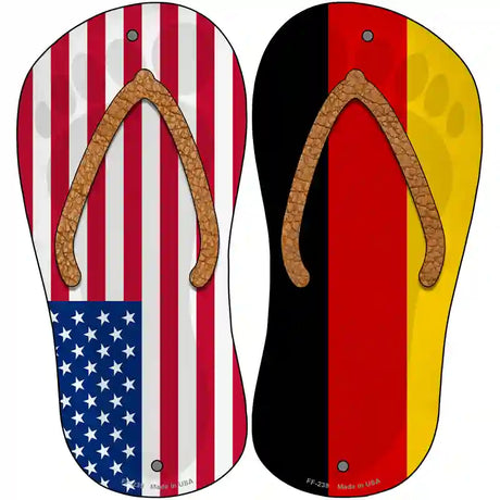 USA|Germany Flag Novelty Metal Flip Flops (Set of 2)