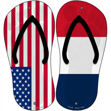 USA|France Flag Novelty Metal Flip Flops (Set of 2)