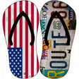 USA|Route 66 Strip Art Novelty Metal Flip Flops (Set of 2)