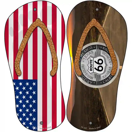 USA|Route 66 Sunset Novelty Metal Flip Flops (Set of 2)