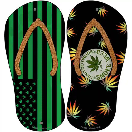 USA Weed|Smoke Weed Novelty Metal Flip Flops (Set of 2)