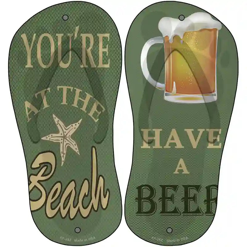 Youre At The Beach Novelty Metal Flip Flops (Set of 2)