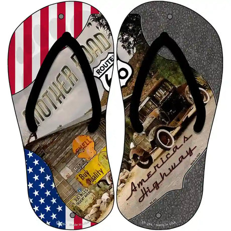 USA|Mother Road Shield Novelty Metal Flip Flops (Set of 2)