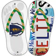 MA Flag|Celtics Strip Art Novelty Metal Flip Flops (Set of 2)