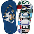 LA Flag|Pelicans Strip Art Novelty Metal Flip Flops (Set of 2)