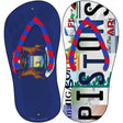 MI Flag|Pistons Strip Art Novelty Metal Flip Flops (Set of 2)