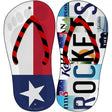 TX Flag|Rockets Strip Art Novelty Metal Flip Flops (Set of 2)