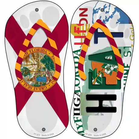 FL Flag|Heat Strip Art Novelty Metal Flip Flops (Set of 2)