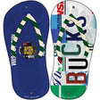 WI Flag|Bucks Strip Art Novelty Metal Flip Flops (Set of 2)