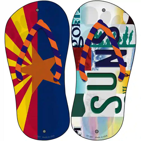 AZ Flag|Suns Strip Art Novelty Metal Flip Flops (Set of 2)