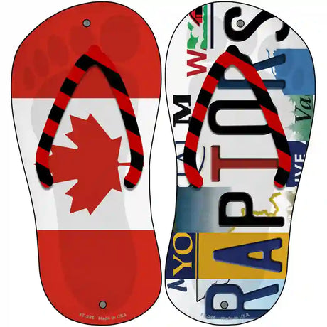 CAN Flag|Raptors Strip Art Novelty Metal Flip Flops (Set of 2)