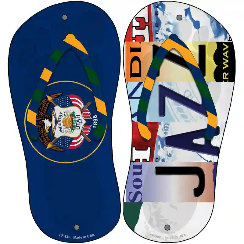 UT Flag|Jazz Strip Art Novelty Metal Flip Flops (Set of 2)