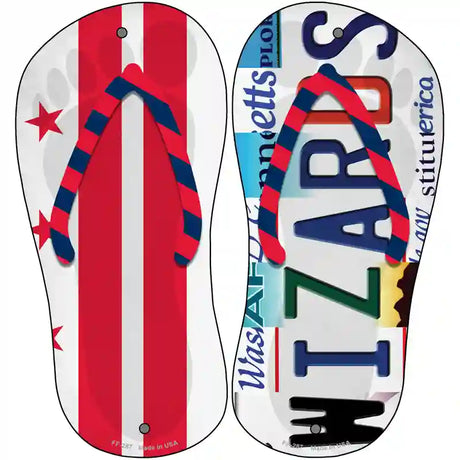 DC Flag|Wizards Strip Art Novelty Metal Flip Flops (Set of 2)